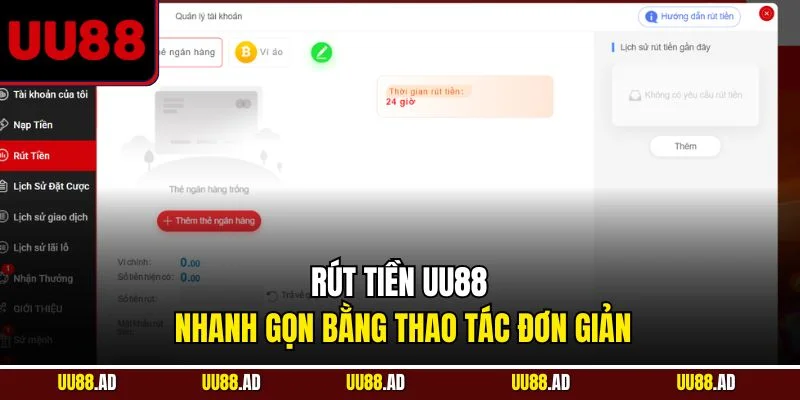 Rút tiền UU88 nhanh gọn bằng thao tác đơn giản